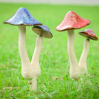 Mushroom Yard Decor - 2pcs Ceramic Mushroom Statue for Garden, Fairy Garden Stakes Ceramic Lawn Ornament Decor Plants Stake