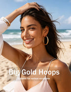 Gold Hoop Earrings Set for Women, 24 Pairs Chunky Open Hoop Set