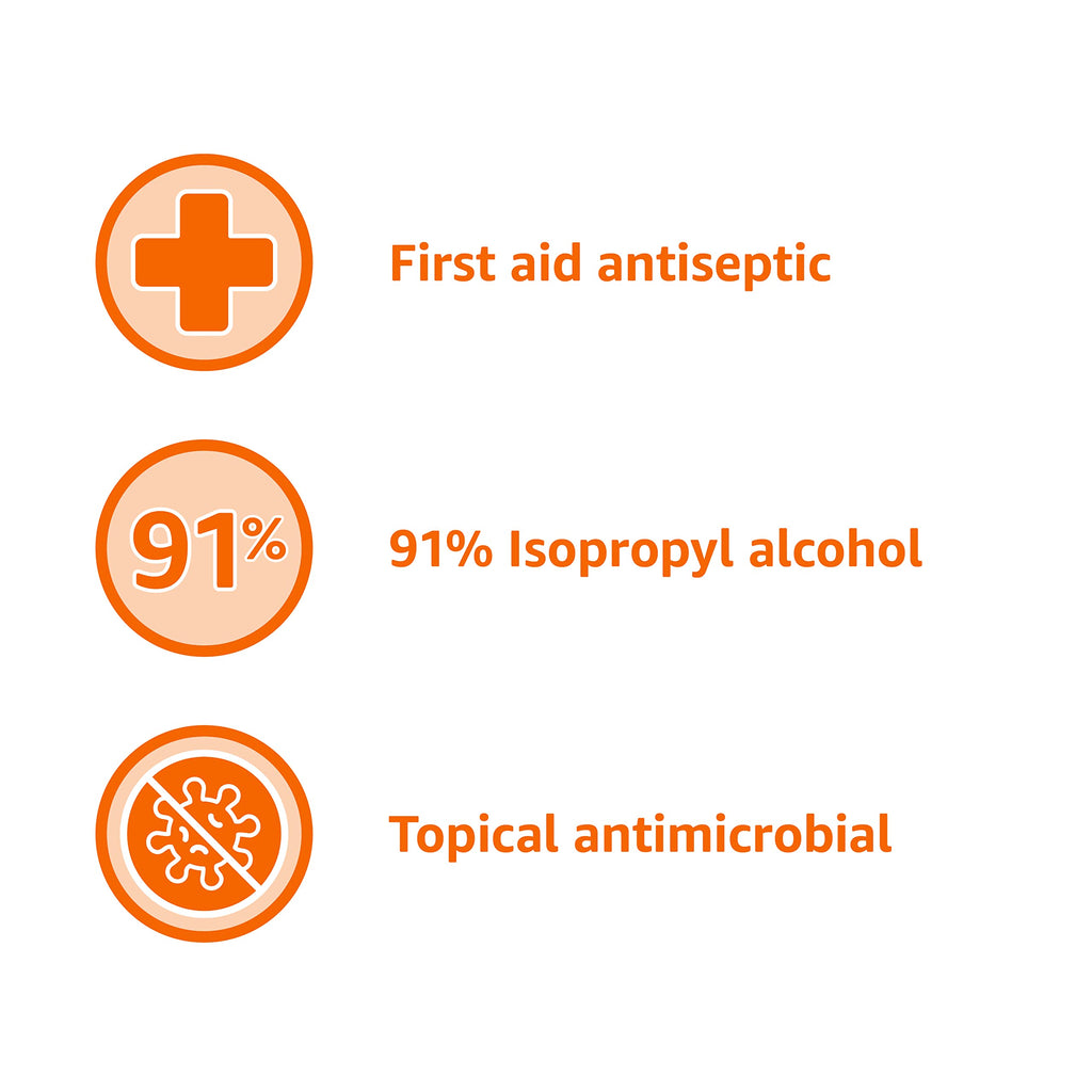 Amazon Basics 91% Isopropyl Alcohol First Aid Antiseptic, Unscented, 16 Fl oz, 1-Pack