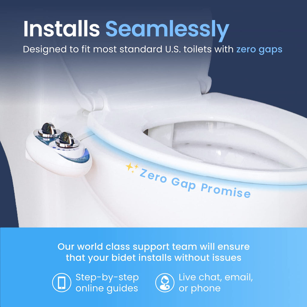 LUXE Bidet NEO 185 - Dual Nozzle, Self-Cleaning, Non-Electric Bidet Attachment for Toilet Seat, Adjustable Water Pressure, Rear & Feminine Wash (Blue)