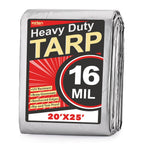 Keten Tarps Heavy Duty Waterproof 20X25 Feet, Extra Thick 16 Mil, Tear & Fade Resistant, UV Blocking, Outdoor Tarp with Reinforced Grommets for Roof, Camping, Patio, Pool, Boat(Silver/Black)