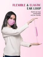 Disposable Face Mask Adults Pink - 100 Pack Individually Wrapped, 4 Ply Protection, Breathable and Comfortable Safety Masks for Women & Men