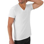 Hanes Mens Cotton, Moisture-wicking V-neck Tee Undershirts, Multiple Packs And Colors, White, Large US