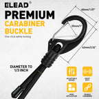 8-Piece 48-inch Adjustable Bungee Cords with Hooks, Heavy Duty Outdoor Carabiner Bungee Straps, Easily Adjust from 7" to 48", Black Super Elastic Cord for Cargo, Camping, Bike Racks, Tents