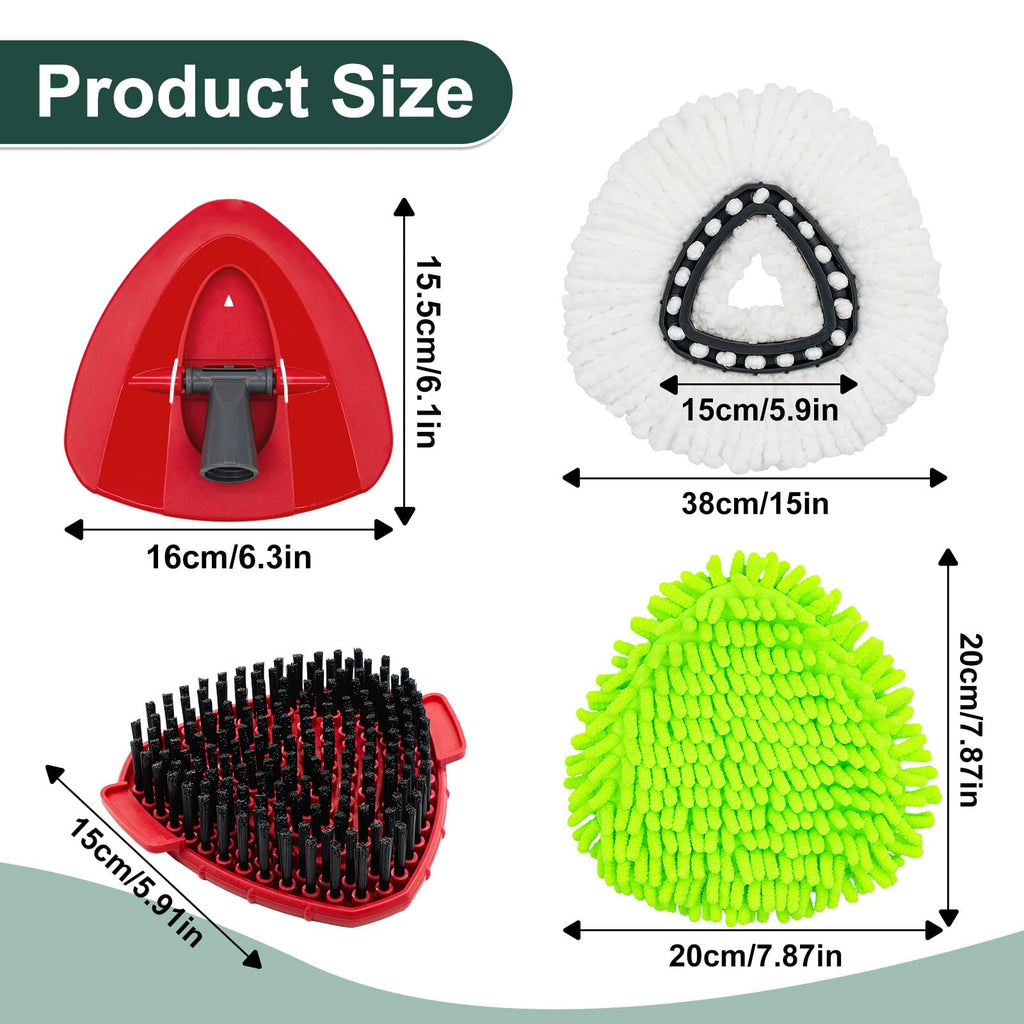 Mop Head Replacement for O Cedar, Spin Mop Replacement Head for Ocedar Easywring 1 Tank System, Mop Heads Includeds 4 Mop Replacement Heads , 1 Spin Scrub Brush & 1 Base