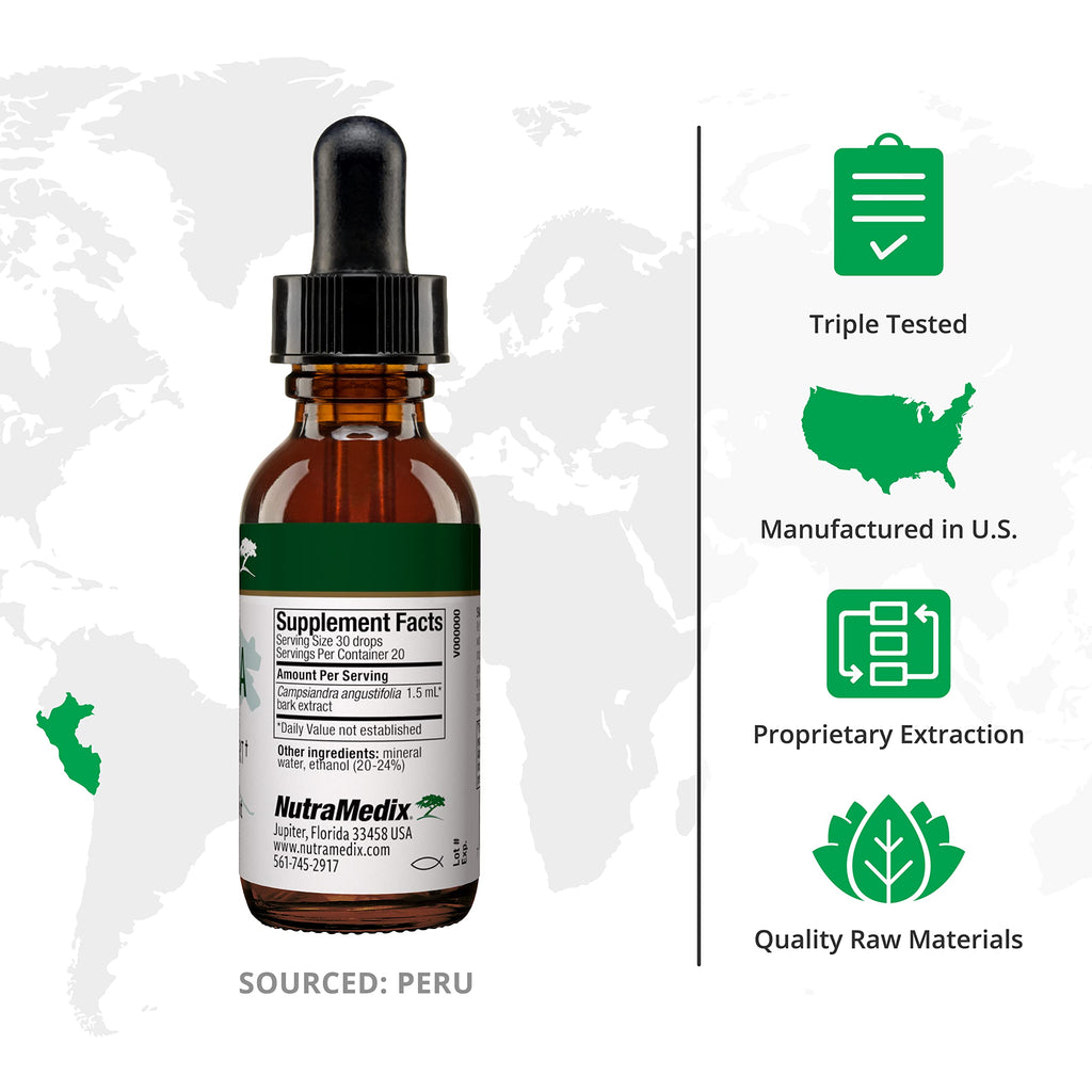 NutraMedix Cumanda Liquid Immune Support Supplement - Herbal Tincture to Promote Microbial, Digestive & Gut Health for Women & Men - Made with Huacapurana Tree Bark Extract (1oz / 30ml)