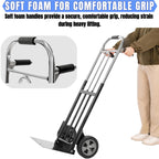 IRONPOW Folding Hand Truck Dolly - 600 LB Capacity, Heavy-Duty Wheels and Compact Design for Moving Heavy Loads in Warehouses, Offices, Homes, and Shopping