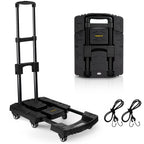 Voipvvii Folding Hand Truck 500lbs, Portable Heavy Duty Dolly Cart, 6 Wheels Collapsible Luggage Cart with 2 Elastic Ropes - Compact Trolley Cart for Easy Moving - Ideal Hand Cart for Travel and More