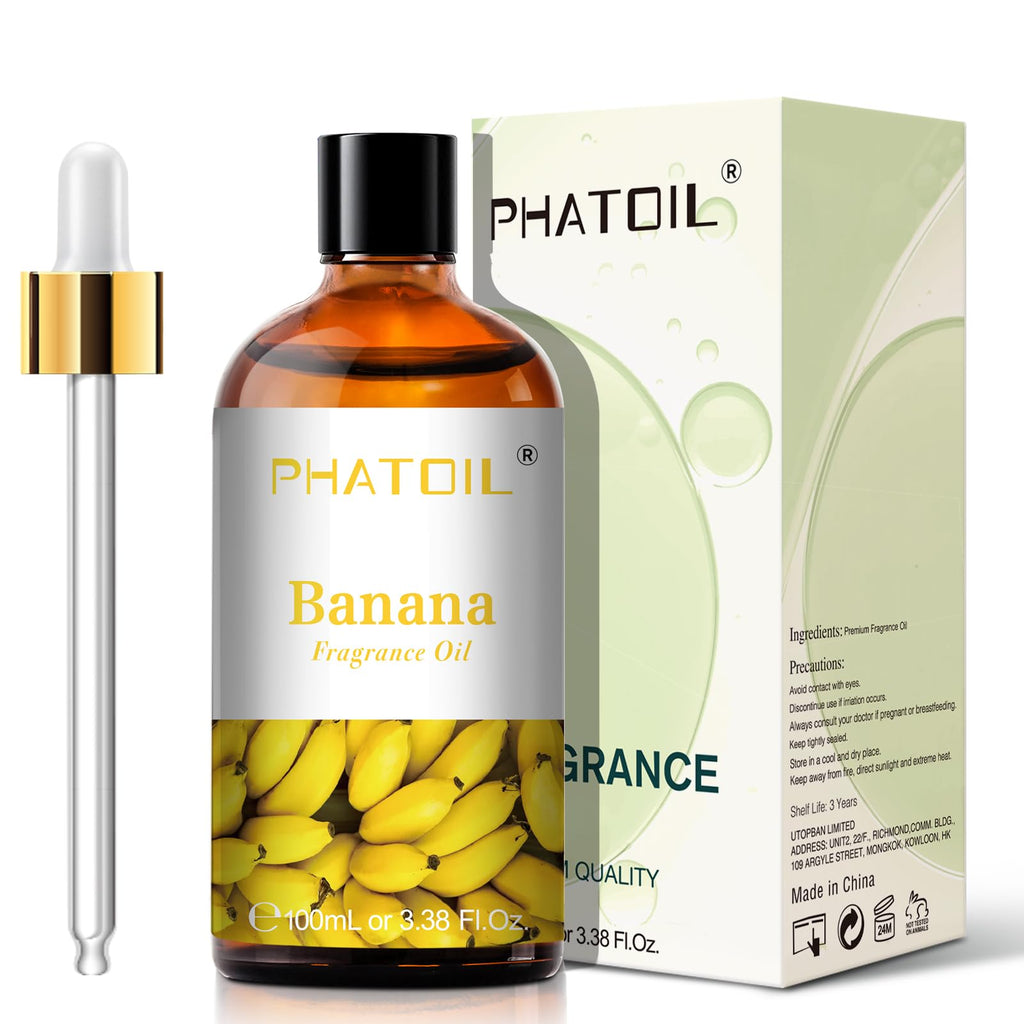 PHATOIL 3.38FL.OZ Banana Fragrance Oils for Aromatherapy, Essential Oils for Diffusers for Home, Perfect for Diffuser, Yoga, Skin Care, DIY Candle and Soap Making - 100ml