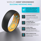 ThunderFit Men's Air Groove Silicone Rings, Breathable, 7.8mm Wide