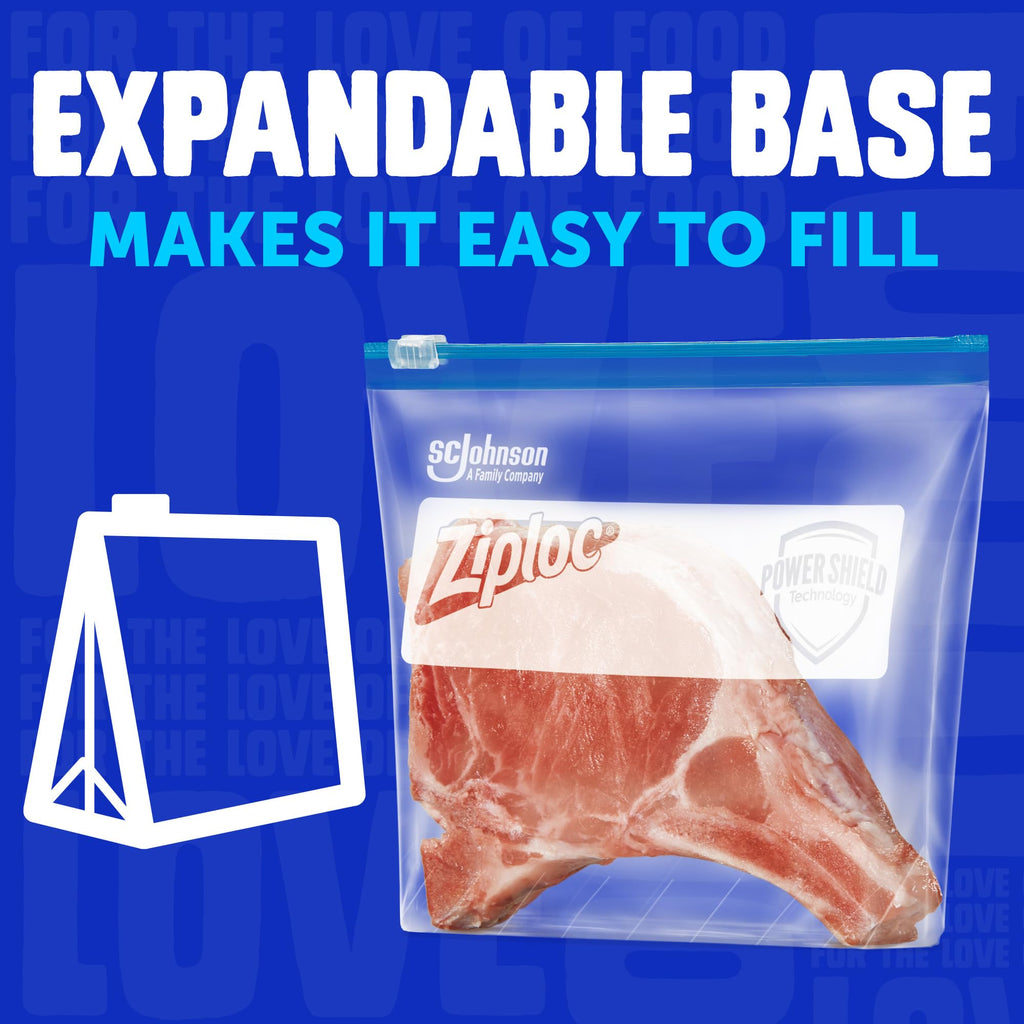 Ziploc Food Storage Gallon Freezer Slider Bags, Power Shield Technology for More Durability, 72 count