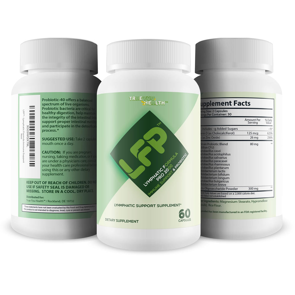 LFP - Lymphatic Formula Pro 2000 Immune Support & Probiotic - Lymphatic Support Supplement to Promote Healthy Immune System & Lymphatic Function - Aid Immune Response, Gut Health, & Overall Health