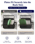Kitsure Dish Drying Rack for Kitchen Counter, 12''W x 15.5''L, Black