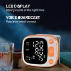 Oklar Blood Pressure Monitors for Home Use Rechargeable Wrist Digital BP Machine Cuff with LED Backlit Display, Voice Broadcast, 240 Memory Storage for 2 Users with Carrying Case, Orange