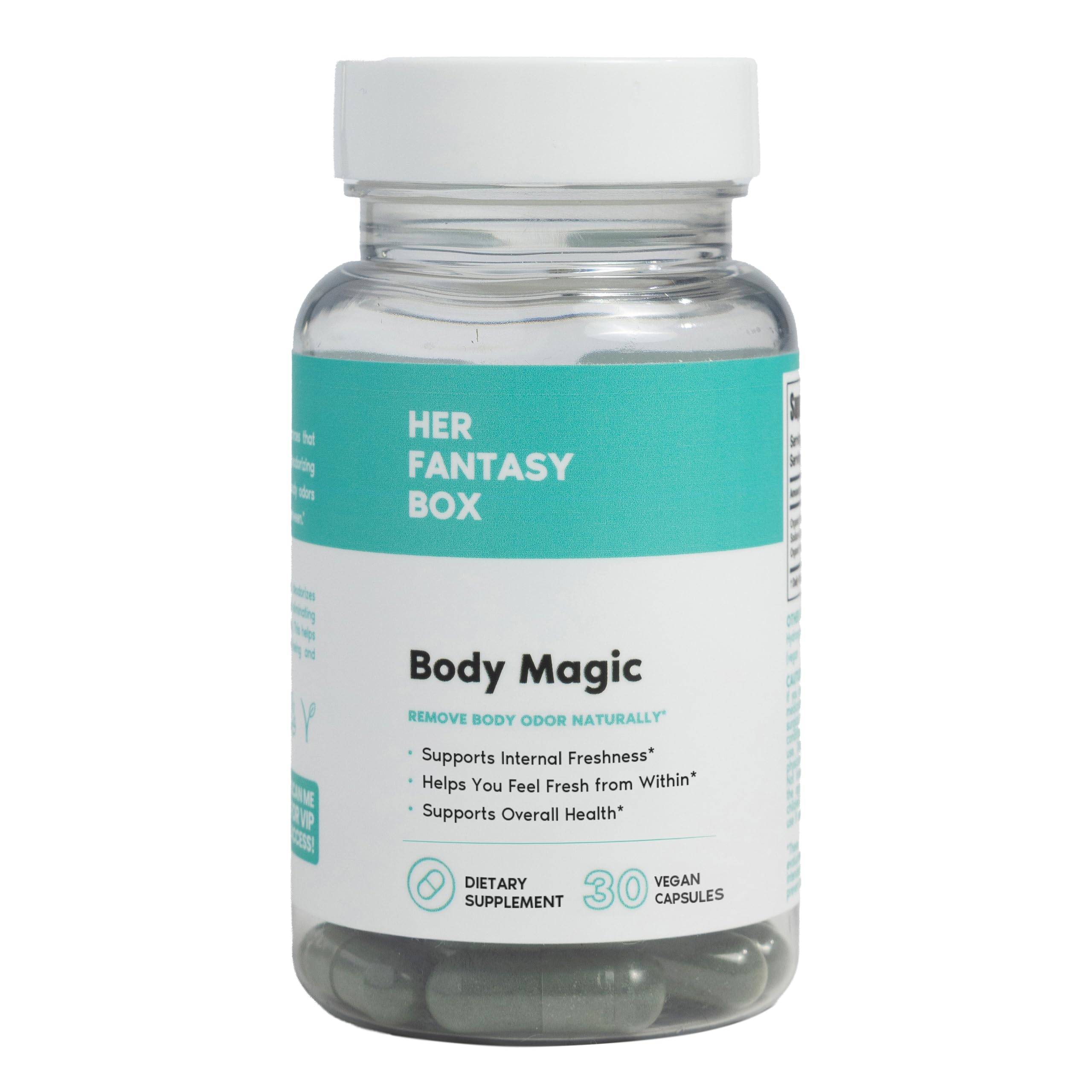 Her Fantasy Box | Body Magic | Chlorophyll Capsules - 30 Vegan Capsules for Detox, Digestion, Gut Health, Skin Support, and Oily Skin - Natural Energy Booster
