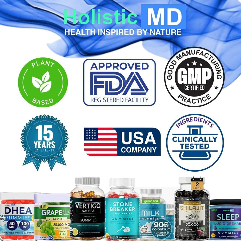 Holistic MD Gainer Gummies for Women Men Elderly and Kids | Clinically Studied Ingredients | 10 in 1 with L-Lysine Gentian Root Vitamin B | Non-GMO Sugar Free Vegan | 60 Count
