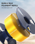 SUNLU 4KG Silk PLA Plus Filament Refill, No-Spool 3D Printer Silk Filament 1.75mm for Reusable Spools, Compatible with Bambu Lab 3D Printers, 1KG/Roll, 4 Packs, Light Gold+Silver+Black+Grey