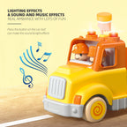 Toddler Toys for 2 3 4 5 Years Old Kids, Transport Car Carrier Truck Toy with 6 Wooden Vehicle, 30in Foldable Track Trailer with Light & Sound Effects, Best Gift Choice for Christmas, Birthday