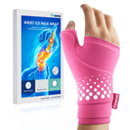 Thumb & Wrist Ice Pack Wrap, Thickened Ice Gel Pad, Ergonomic Fit, Long Lasting Cold & Warm for Carpal Tunnel Relief, Arthritis, Computer Overuse Injuries, Post-Surgery, Post-Workout, Pink, Size L/XL