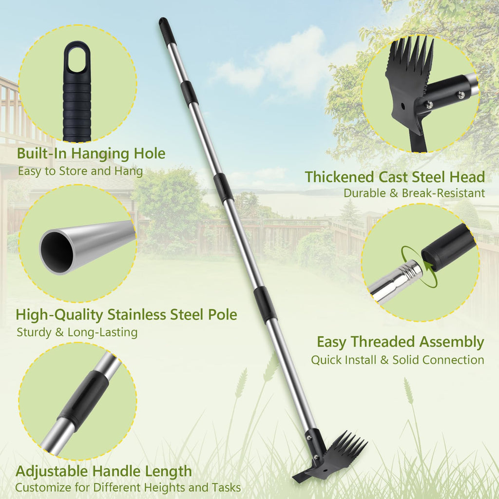 2 in 1 Crack Weeder and Weed Puller with 57" Long Handle for Outdoor Use