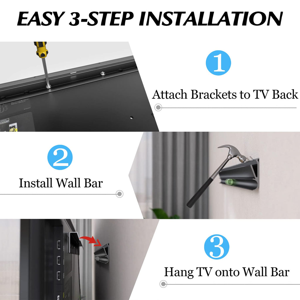 Auoace No Stud TV Wall Mount, Studless Drywall TV Hanger for 12-55 Inch TVs