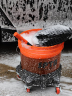 SPTA Bucket Dolly with 5 Wheels, Car Wash Bucket Roller, Easy Push Rolling Barrel Dolly System for Washing, Waxing, Removable Bucket Mover, Polishing Car Accessories Black