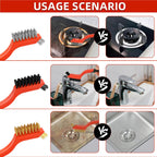 3PCS Wire Brushes for Cleaning Rust, Nylon, Brass & StainlessSteel Bristles