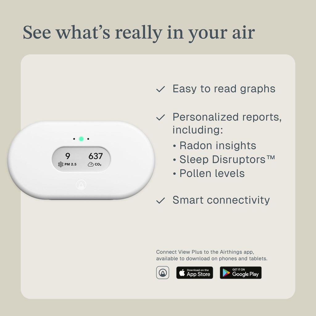 Airthings 2960 View Plus - Battery Powered Radon & Air Quality Monitor (PM, CO2, VOC, Humidity, Temp, Pressure)