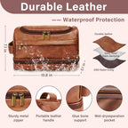 Personalized Toiletry Bag for Men, Gifts for Men, Christmas, Custom Leather Travel Shave Kit Cosmetic Hygiene Bag, Engraved Pattern Text, Ideal for Him, Dad, Groomsmen, Birthday, Anniversary, Father