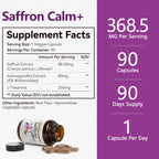 HyberVive Saffron Supplements with Ashwagandha & L-Theanine - 368.5MG - Mood Balance, Stress Relief & Mental Clarity – Cortisol Support for Women & Men, Made in USA, 90 Vegan Capsules