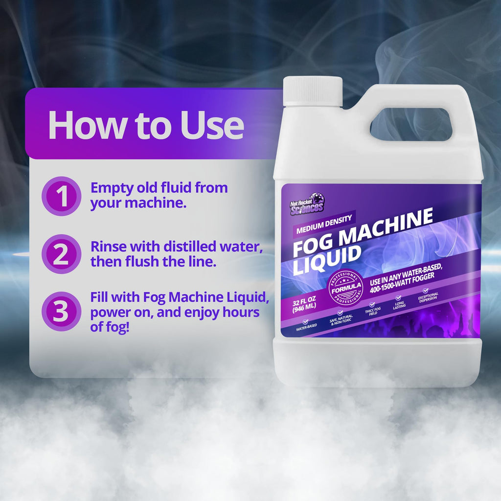 Fog Machine Liquid for Halloween Party and Events, Medium Density, 32oz
