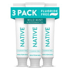 Native Fluoride Free Toothpaste, Whitening - for Adult, Kids 2+ Oral Care - Wild Mint & Peppermint Oil Flavor, 4.1oz (Pack of 3)