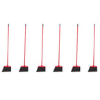 Amazon Basics Angle Broom With Metal Handle for Floor Cleaning and Sweeping, 11 inches Wide, 6-Pack, Black & Red