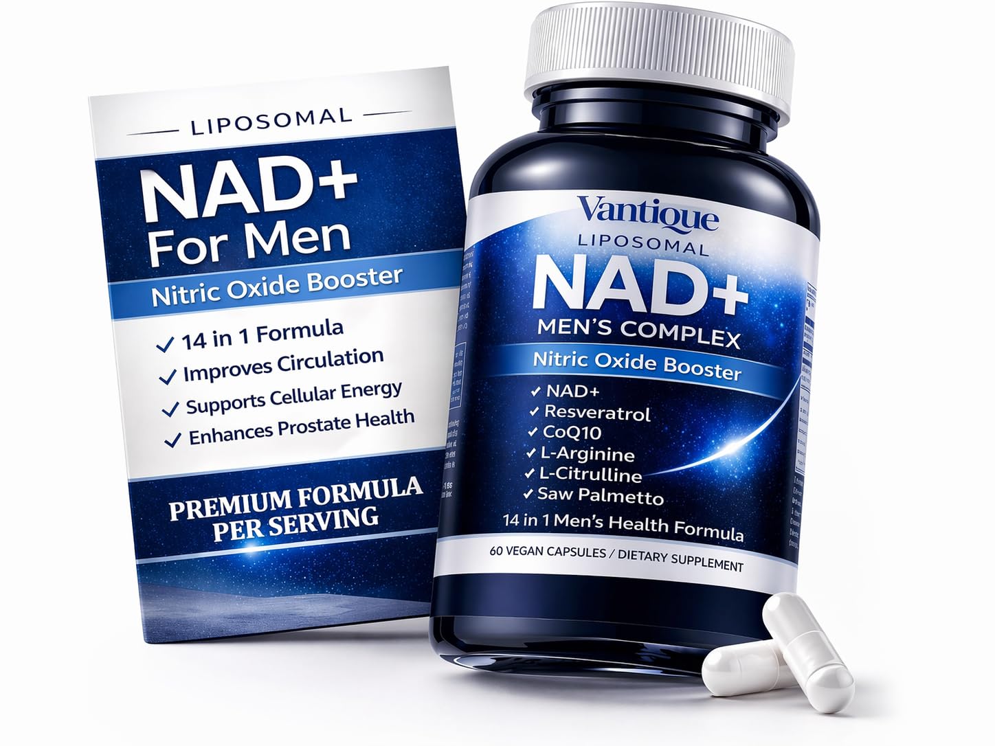 Aureph Vantique Men's NAD+ Supplement,Stamina & Cellular Energy Boost 60 Capsules