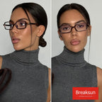 Breaksun Retro Rectangle Glasses for Women Men Small Square Blue Light Blocking Glasses Vintage Eyeglasses (Tortoise+Black)