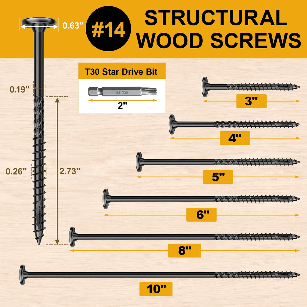 #14 x 10 Wood Structural Lag Screws