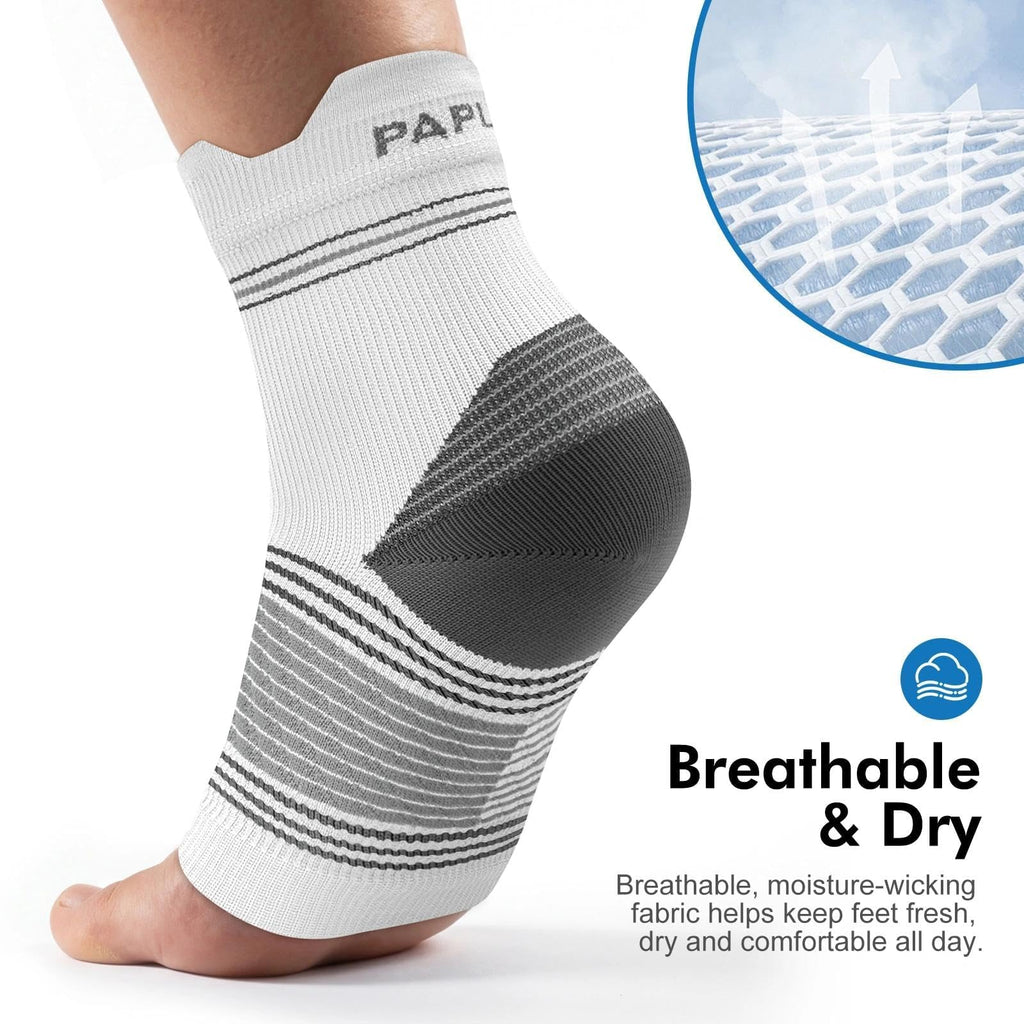 Plantar Fasciitis Sock (6 Pairs) for Men and Women, Compression Foot Sleeves with Arch and Ankle Support, Gray, Large