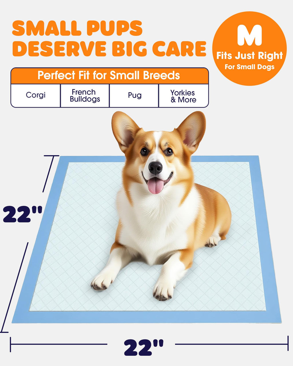 Powools Puppy Pads, 22 x 22 in, Super Absorbent, Spill-Proof, 100 Packs