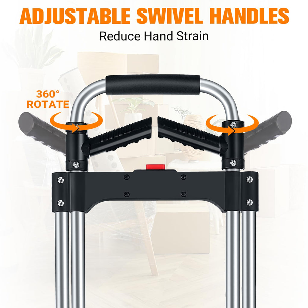 380 LB Capacity Folding Hand Truck Heavy Duty Foldable Dolly Cart with Wheels, Aluminum Collapsible Hand Cart Portable Trolley Dolley with Telescoping Handle for Moving Use Gorpuire