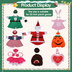 8 Set Porch Goose Outfits, Porch Goose Holiday Outfit, Christmas Fall Halloween Summer 4th of July Easter St. Patrick Valentine's Day Lawn Porch Goose Clothing for 23" Lawn Goose Patio Yard Decor