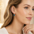 EVEVIC Austrian Crystal Octagon Leverback Drop Earrings for Women