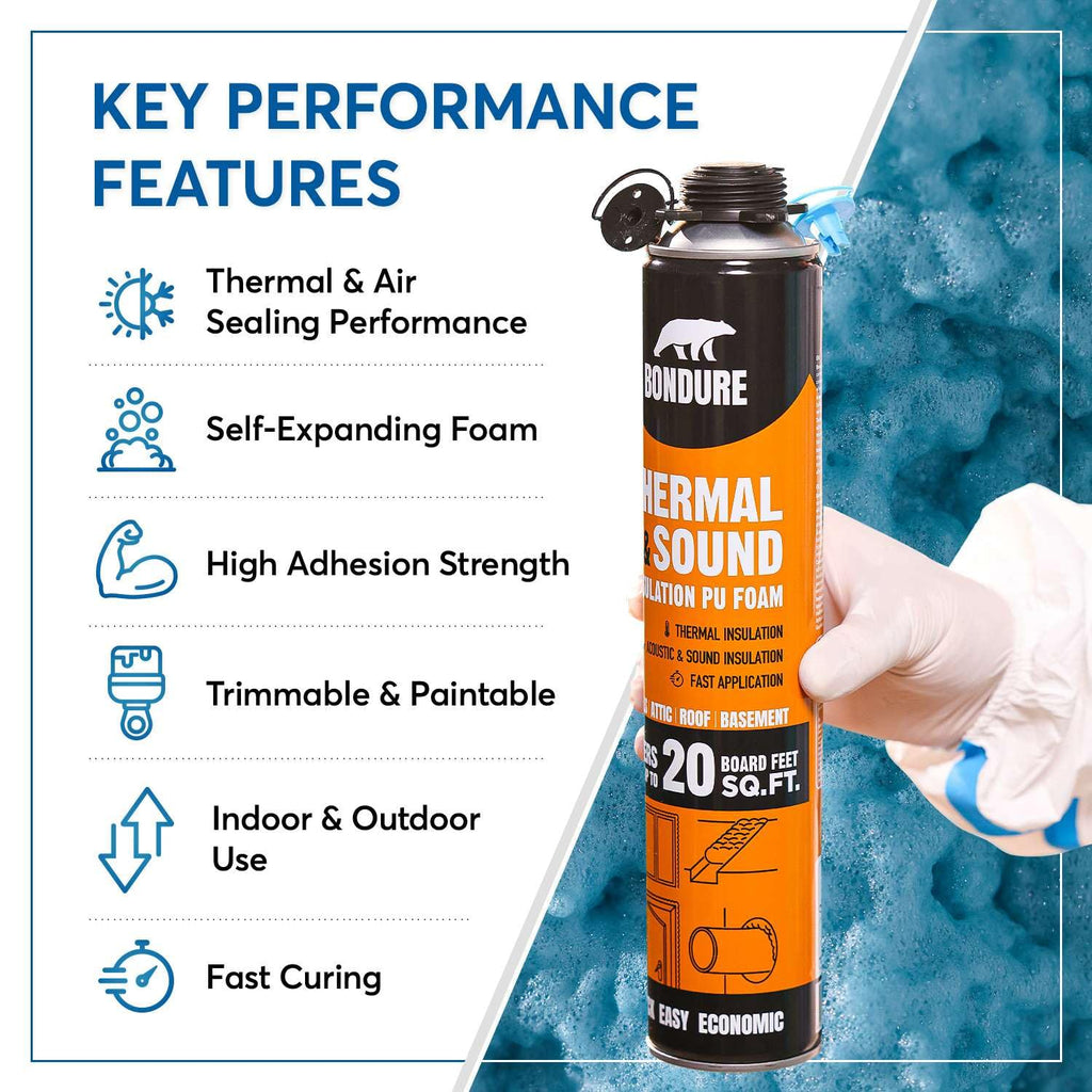 BONDURE Spray Foam Insulation, 40 Sq.Ft. (2x27.1 oz.) Closed Cell Spray Foam for Attic & Walls, Reduces Energy Bills, Accessories Not Included