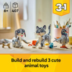 LEGO Creator 3 in 1 Playful Cat Toy - Building Toy with 3 Building Options, Cat, Dog, or Pigeon - Birthday Gift for Kids - Animal Figures for Kids, Girls and Boys, Ages 8+ - 31163