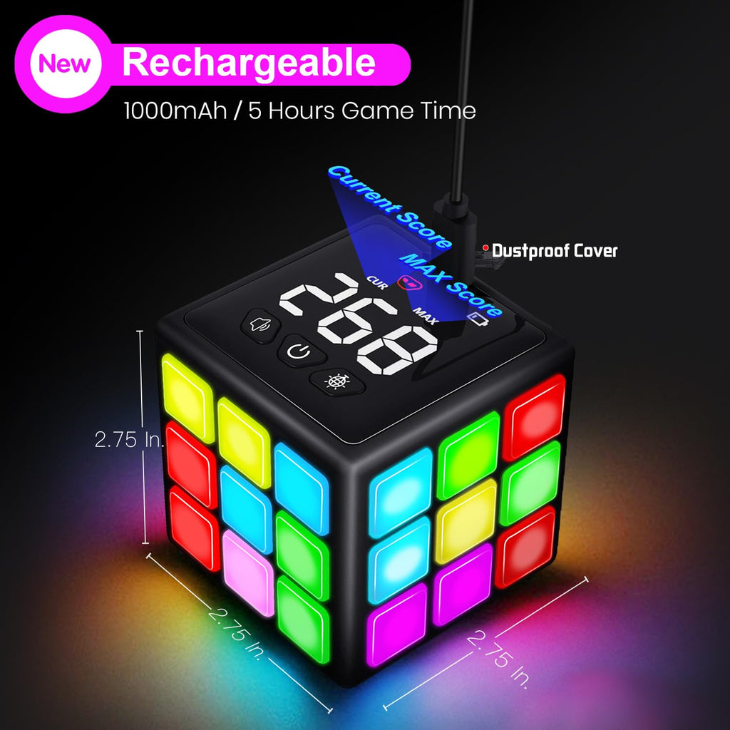 Xinbeiya Rechargeable Handheld Cube with Games, 15 Fun Brain & Memory Games