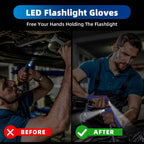 MOIPEJO LED Flashlight Gloves, Stocking Stuffers Gifts for Men Dad Him, Christmas White Elephant Gifts for Adults Men Boyfriend Cool Gadget Waterproof Light for Camping Fishing Repairing (Klein Blue)