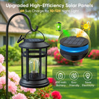 NFEVER Solar Lanterns Outdoor Waterproof: 4 Pack Hanging Solar Lights for Outside Patio Porch Garden Tabletop Decor - Bright LED Warm White Solar Powered Lighting - Unique Gardening Lovers Mom Gifts