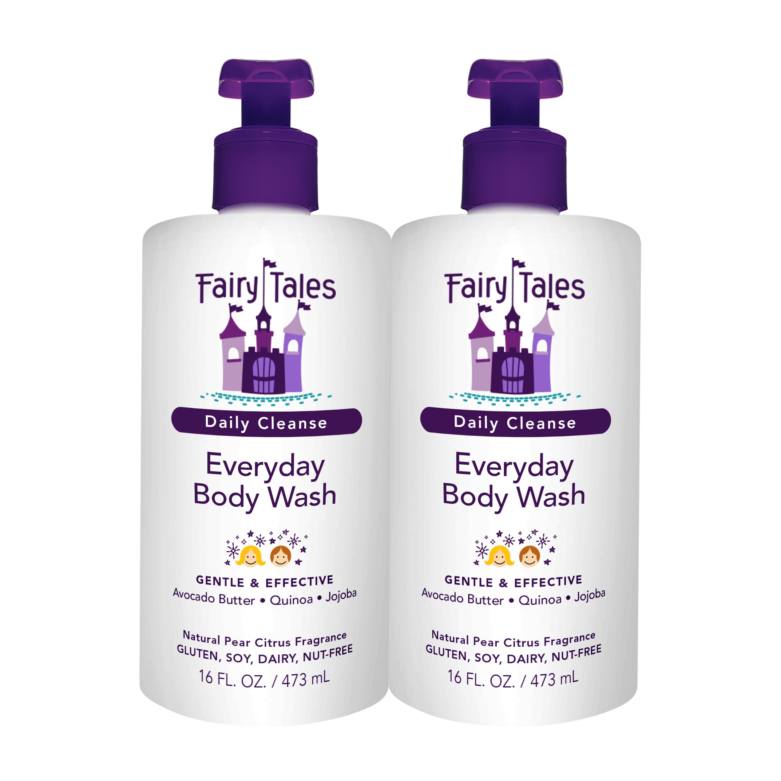 Fairy Tales Daily Cleanse Kids Body Wash | Kids Soap With Gentle, Clean Natural Ingredients | Sulfate Free, Silicone Free, Body Wash for Boys and Girls - 16 oz. (2 Pack)
