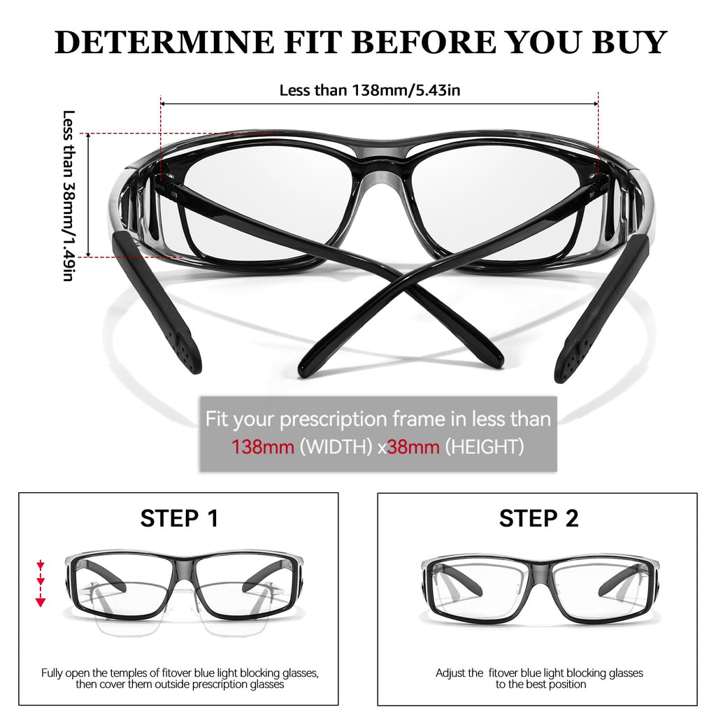 LVIOE Fit Over Blue Light Blocking Glasses and Computer Eyewear- Wear Over Prescription Glasses/Reading Glasses/RX Glasses