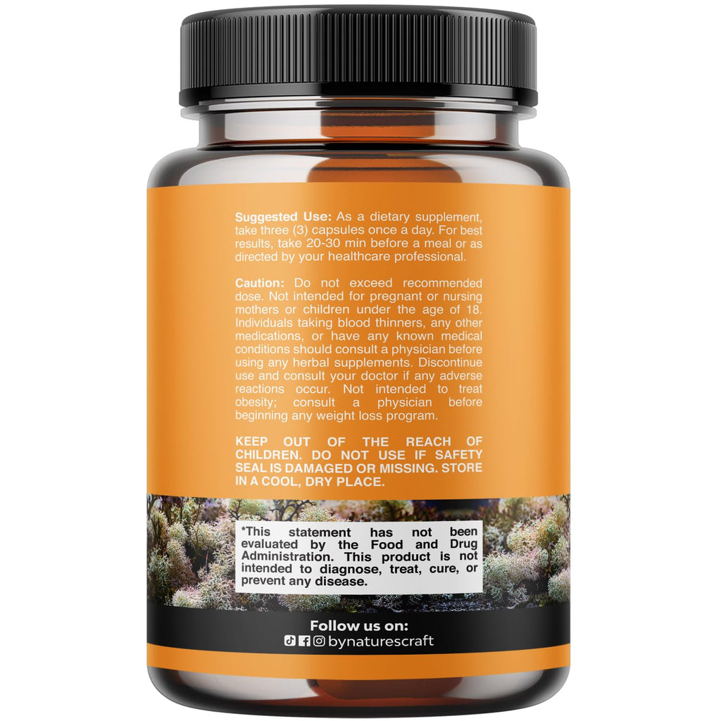 Natures Craft Irish Sea Moss Capsules - Sea Moss Pills with 2100mg Serving Superfood Complex with Bladderwrack Burdock Root and BioPerine for Immune Skin & Thyroid Support - Vegan Non-GMO - 180 Count