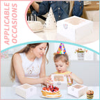 PFAMKEER 36 pcs 6x6x3 Inches Small Cake Box with Window, Bakery Pastry Cookie Boxes, Mini Pie for Pastry,Dessert,Strawberries,Chocolates, Cupcakes with paper stickers (white)